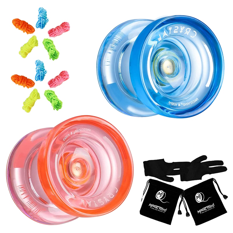 Magicyoyo K2 Responsieve Fingerspin Yoyo Voor Kinderen Beginners Crystal Yoyo Voor Kinderen Beginners Jojo Met 2 Handschoenen, 2 Tassen, 10 Strings