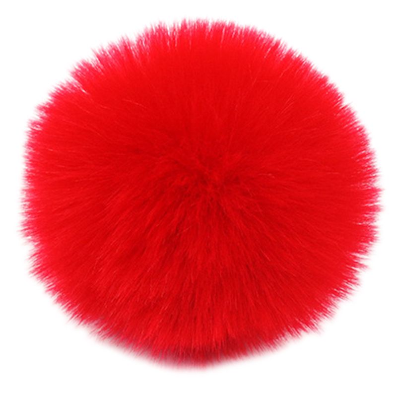 2Pcs/Set 14 Colors 8cm DIY Fluffy Pompom Ball With Elastic Loop Rainbow Solid Color For Knitting Hat Shoes Scarves Bag Handbag C: R