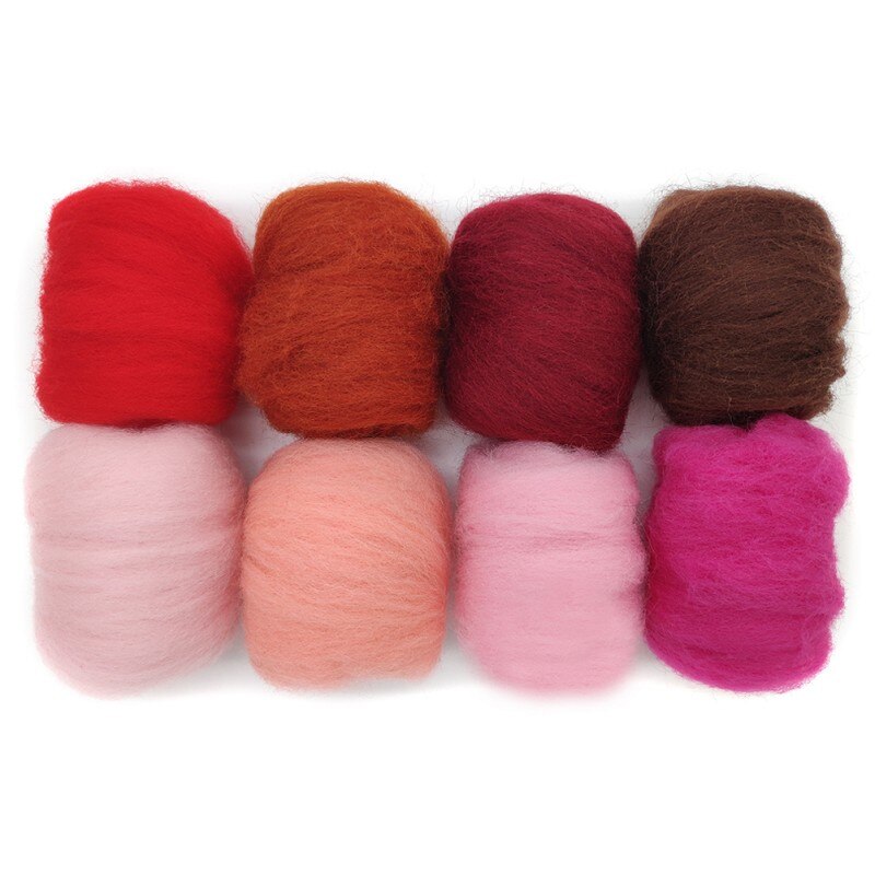 8 Pack Needle Felting Wool Roving 10g x 8 Color Total 80g Merino Wool 70S (19 Microns) Eco-friendly Super Soft Natural: No. 14