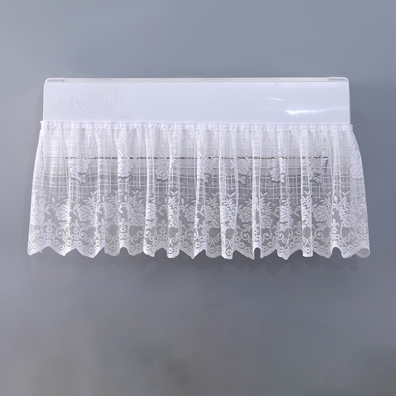 Lace Floral Embroidery Anti-direct Blowing Air Conditioning Windshield Curtain Dust-proof Hanging Cover Cloth Home Decor: Dark Grey
