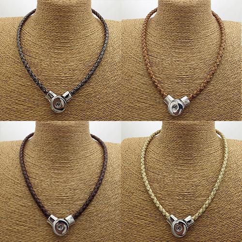 Collar de cuero Pu con botón a presión, joyería Oem, Odm Ne1005, novedad