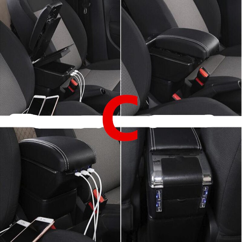 Voor Peugeot 208 Armsteun Doos: C Black white line