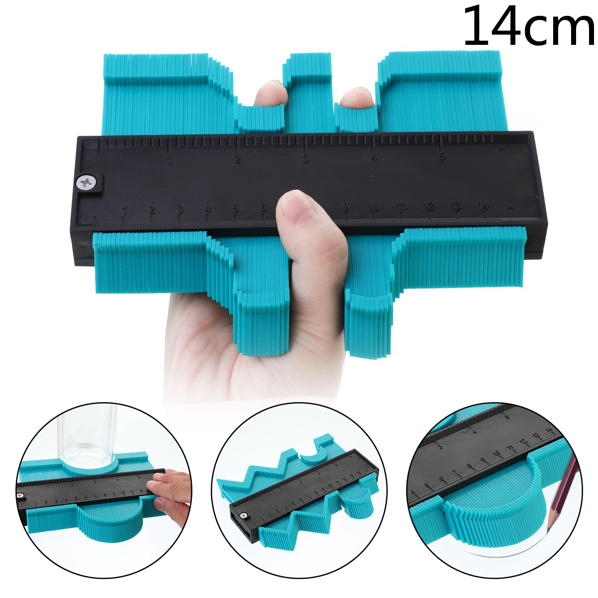 5/10 tums multifunktions konturprofilmått kakel laminatplattor kantformning trämått linjal abs konturmätare duplikator: 14cm gröna