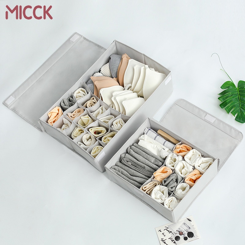Micck Storage Case Grijs Wit Opvouwbaar En Verdeeld Organizer Voor Ondergoed Slipje Sokken Lade Huishoudelijke Opslag Accessoires