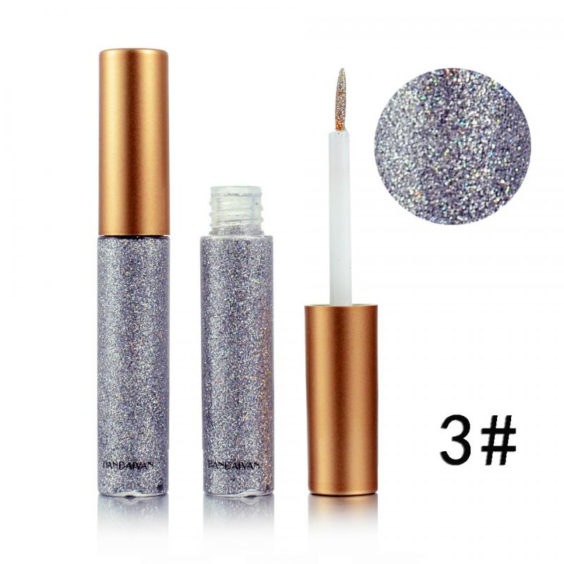 Handaiyan skinnende glitter flydende eyeliner blyant diamant shimmer eyeliner rosa guld farve eyeliner makeup til øjenkosmetik: 03