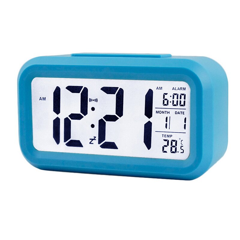 LED Mirror Alarm Clock with Dimmer Snooze Temperature Function for Bedroom Office Travel Digital Home Decoration Clocks: blue