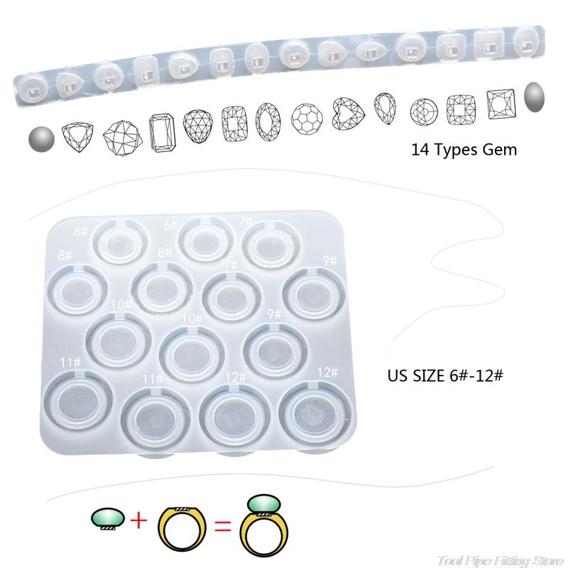 Flat Rings Mold Collection Handmade DIY Making Ring Jewelry Silicone Mold Crystal Epoxy Mould N09 20: J