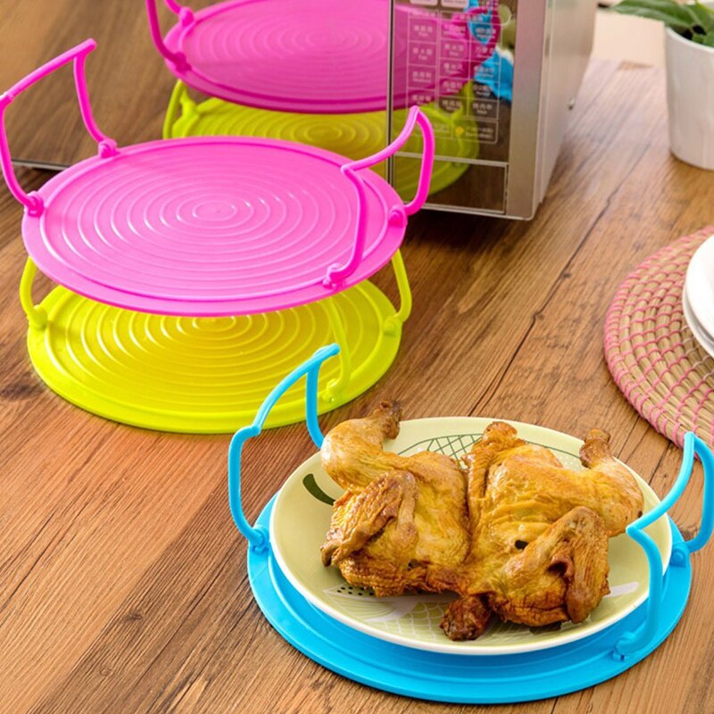Se puede calentar en horno microonda bandeja para cocción al vapor estante para comida tazones soporte estante de cocina organizador placa soporte herramienta accesorios de cocina