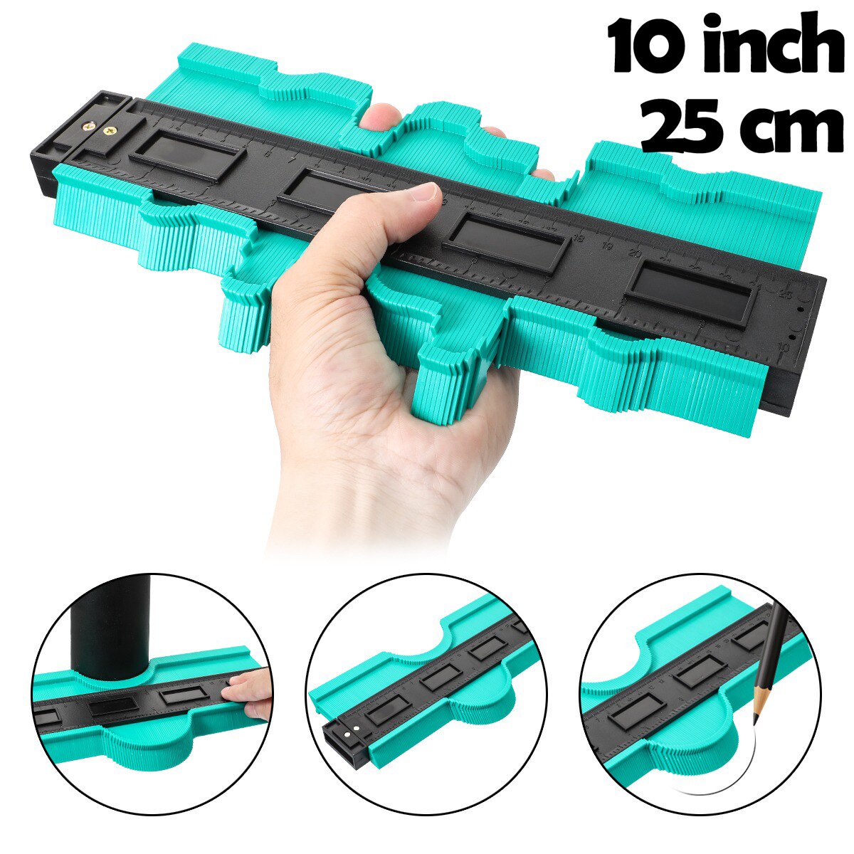 Huishoudelijke Multifunctionele Contour Gauge Copier 5/10 Inch Complexe Hoek Contour Copier Huishoudelijke Tool Profiel Afschrijven Tool: Goud