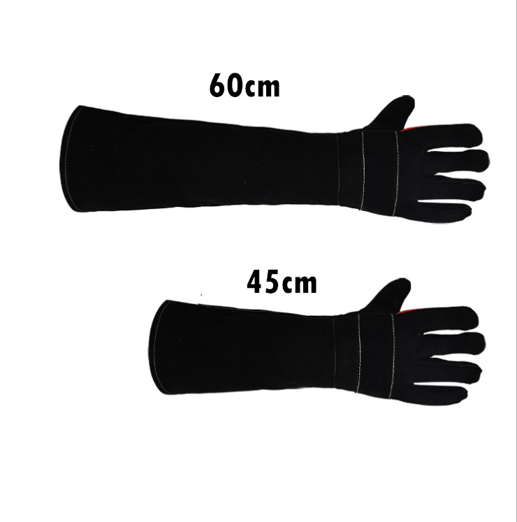 Puremisen esto purentakäsineet koiralle kissa matelija pitkä nahka lemmikit tarttuminen pureminen suojakäsineet puutarhanhoito työ junakäsineet: 45cm / Musta