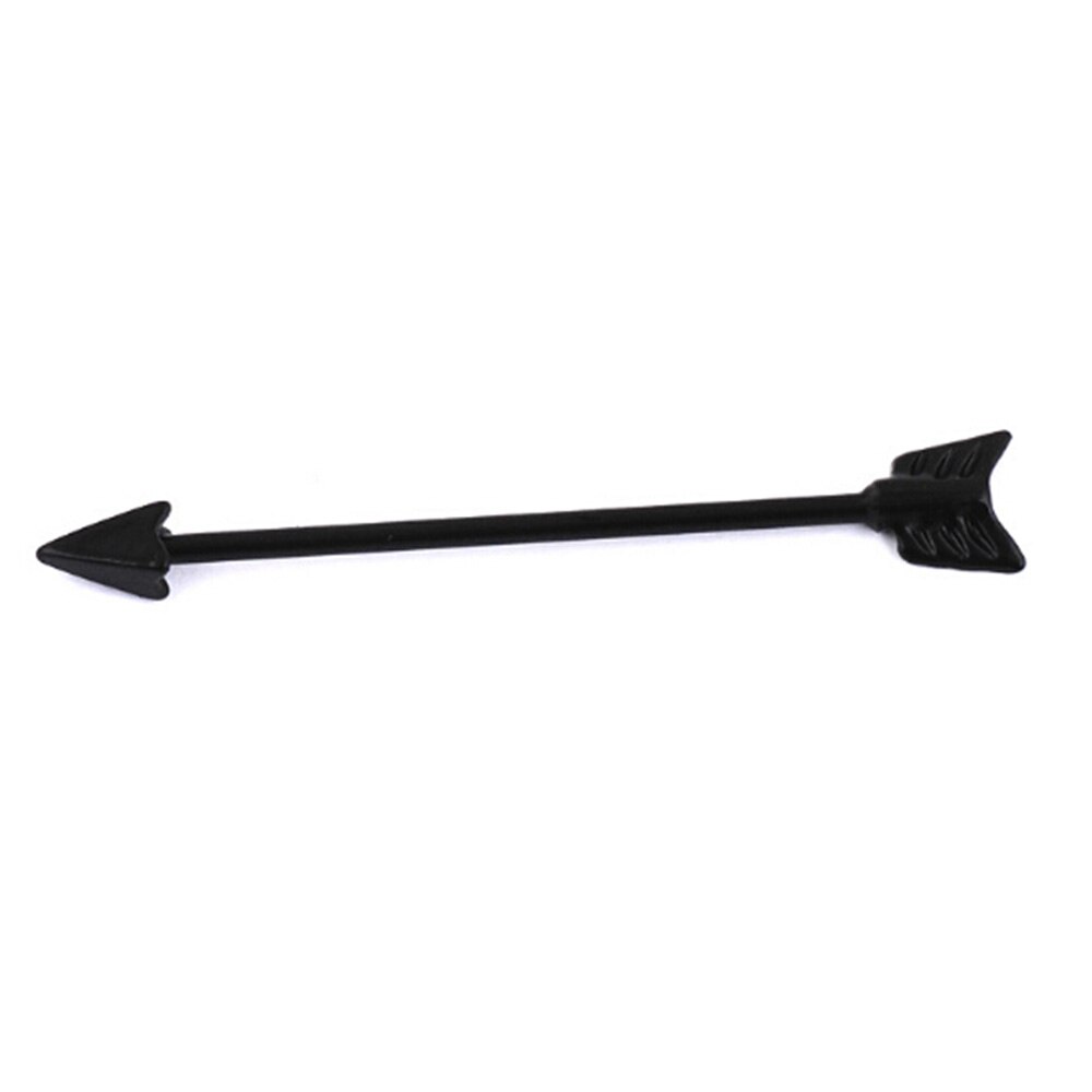 1pc Black gold Silver Stainless Steel Industrial Piercing Ear Cartilage Stud Earring body Arrow Ear Piercings Barbell Jewelry: black