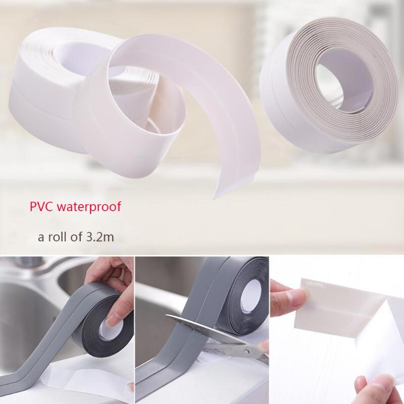 Self Adhesive Kitchen Waterproof Mildew Proof Adhesive Tape Bathroom Toilet Wall Corner Line Sink Sealing Sticker 3.2mx3.8/3.2cm