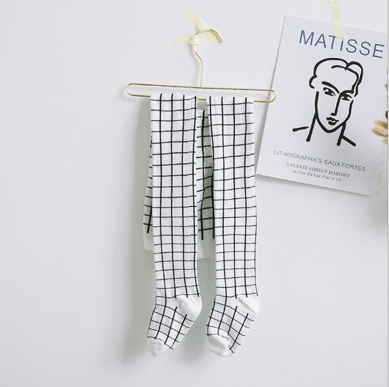 Herfst Winter Kind Leggings Zwart En Wit Plaid Jongens Meisjes Kids Baby Panty: WHITE / 115cm