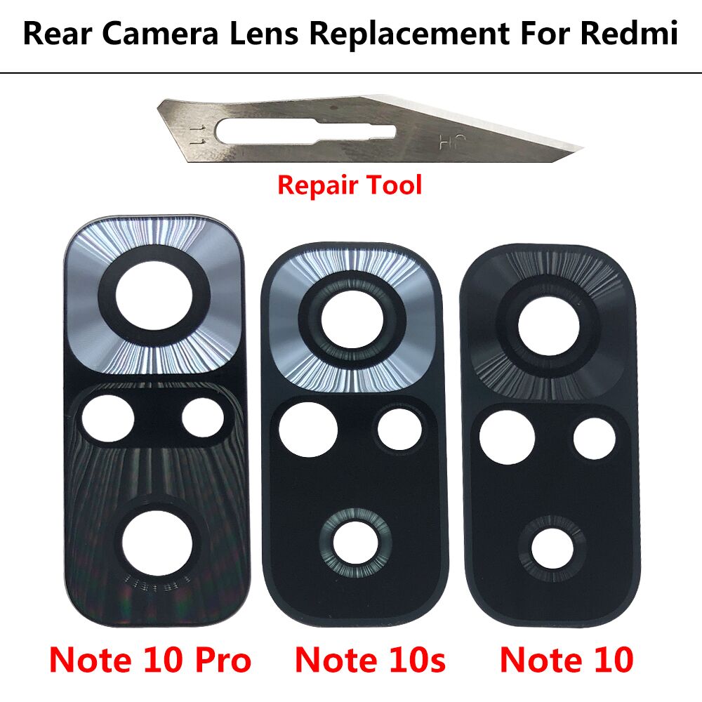 2 sztuki / partia ， Szklany obiektyw tylnego aparatu dla Xiaomi Redmi Note 10 10s Pro 11 Pro 11T 11s 11E 4G 5G z naklejką samoprzylepną