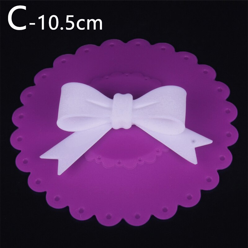 Cute Bowknot Shape Drinking Cup Lid Silicone Anti-Dust Bowl Cover Cup Seals For Glass Mugs Leak Proof Lovely Dustproof Cup Cover: C