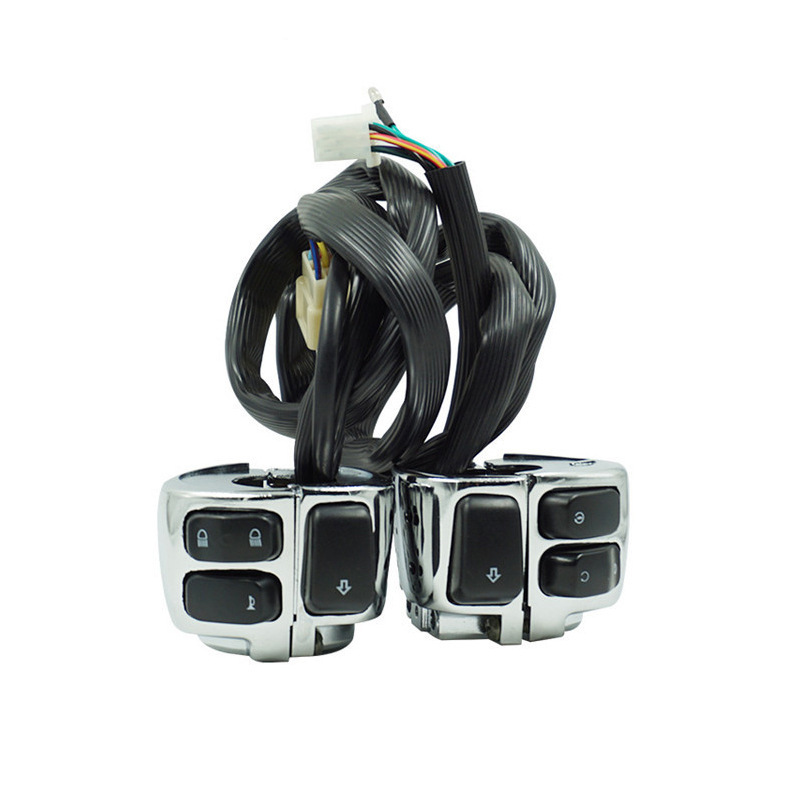 Motorcycle 25mm Handlebar Control Switch Horn Turn Signal Headlight Electric Start Switch Connector Push Button Switch Assembly