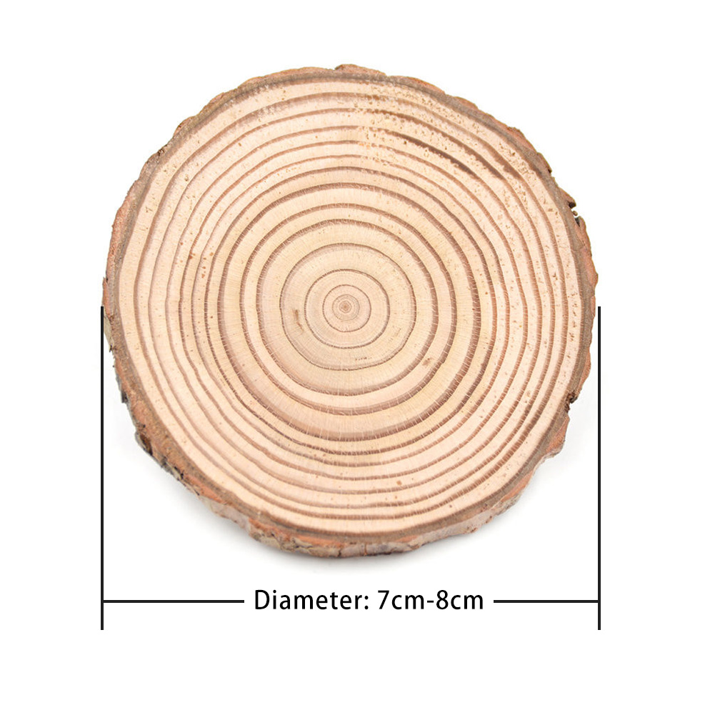 Round Natural Round Wooden Slice Cup Mat Durable Drink Coaster Placemat For Dining Table Mat DIY Tableware Decoration: 7cm