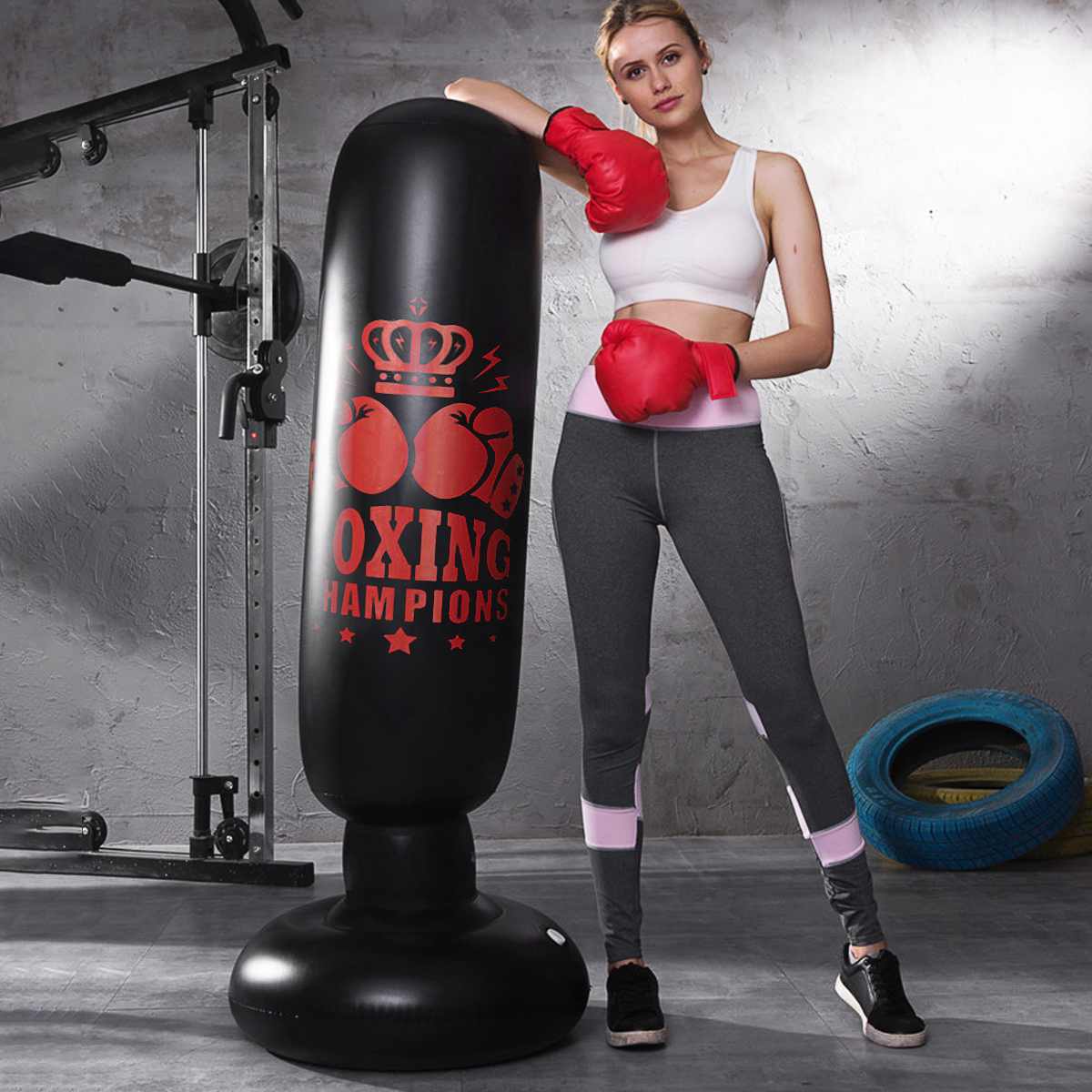 Boxing Punching Bag Boxing Muay Thai Inflatable Tumbler Decompression Punching Sandbag for Kid Adult Force Training 120/160cm