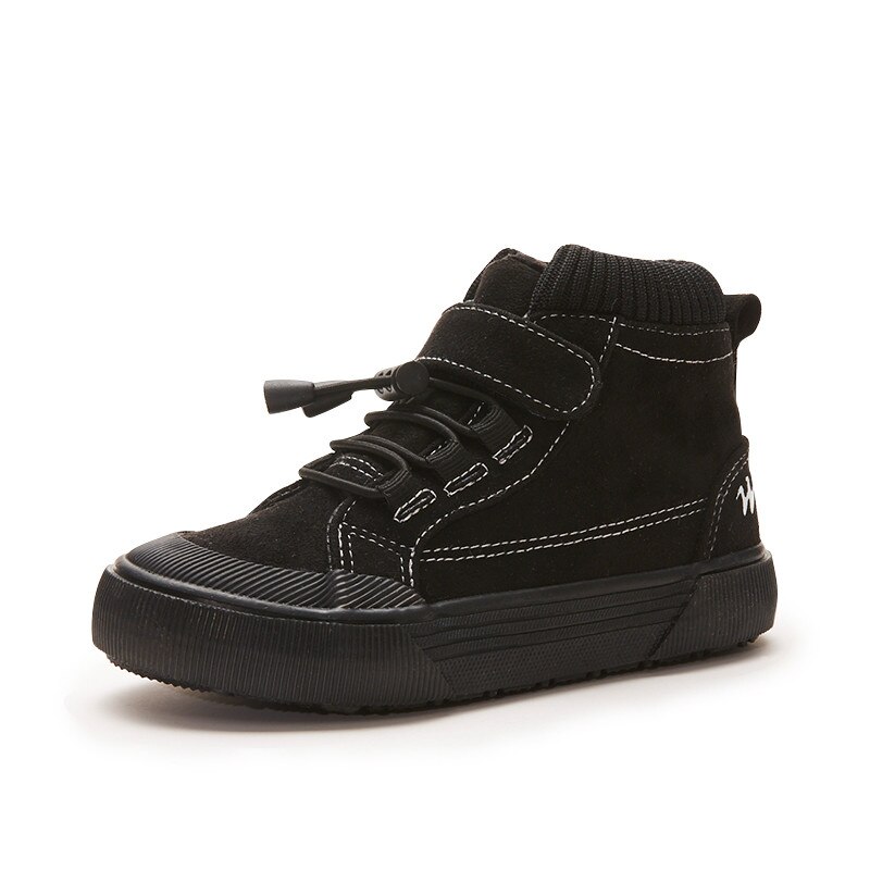 Niños zapatos de algodón niños botas terciopelo calidez niñas zapatos de invierno niños para niña invierno: black / CN31
