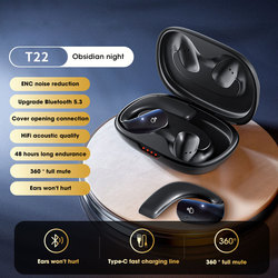 T22 Open Ear Air Conduction TWS Earphone Ble Wireless Headphone Sports Waterproof Ear Clip Earbuds: black