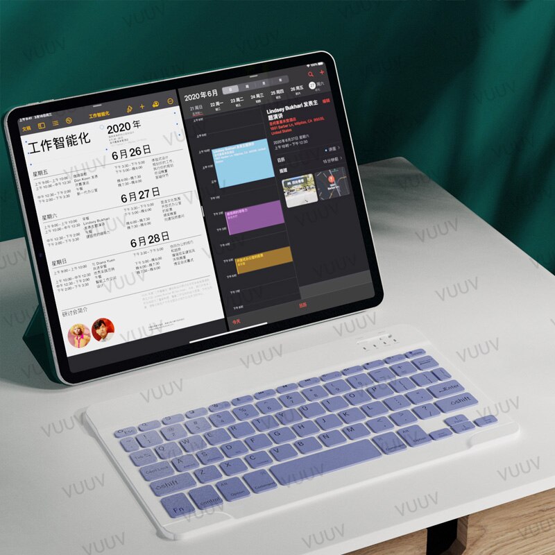 Hiszpańska klawiatura kompatybilna z Bluetooth dla tabletu rosyjska portugalska Android iOS Mini bezprzewodowa klawiatura tabletu dla ipada: Purple