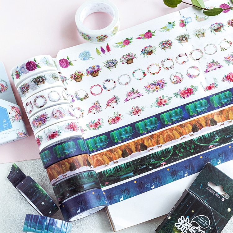 MAGLITT Washi Tape Set – 30 Rollen Decoratief Afplakband – Bloemen En Planten – 3 Breedtes – Voor Scrapbooking En Knutselen