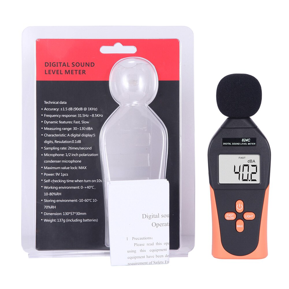 Mètre numérique de bruit de mètre de bruit de mètre de DB mesure de décibel 30-130DB testeur de Volume de bruit