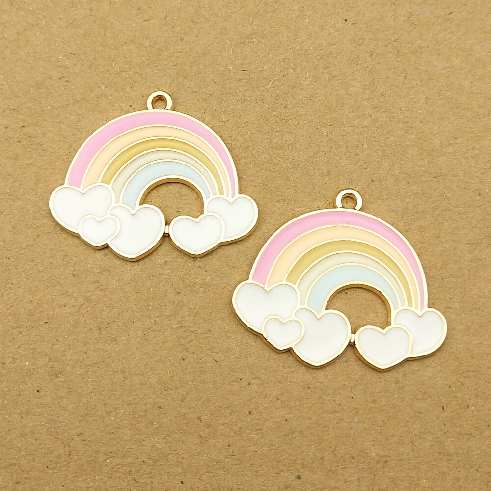 10pcs enamel rainbow charm for jewelry making and crafting earring pendant necklace bracelet charm