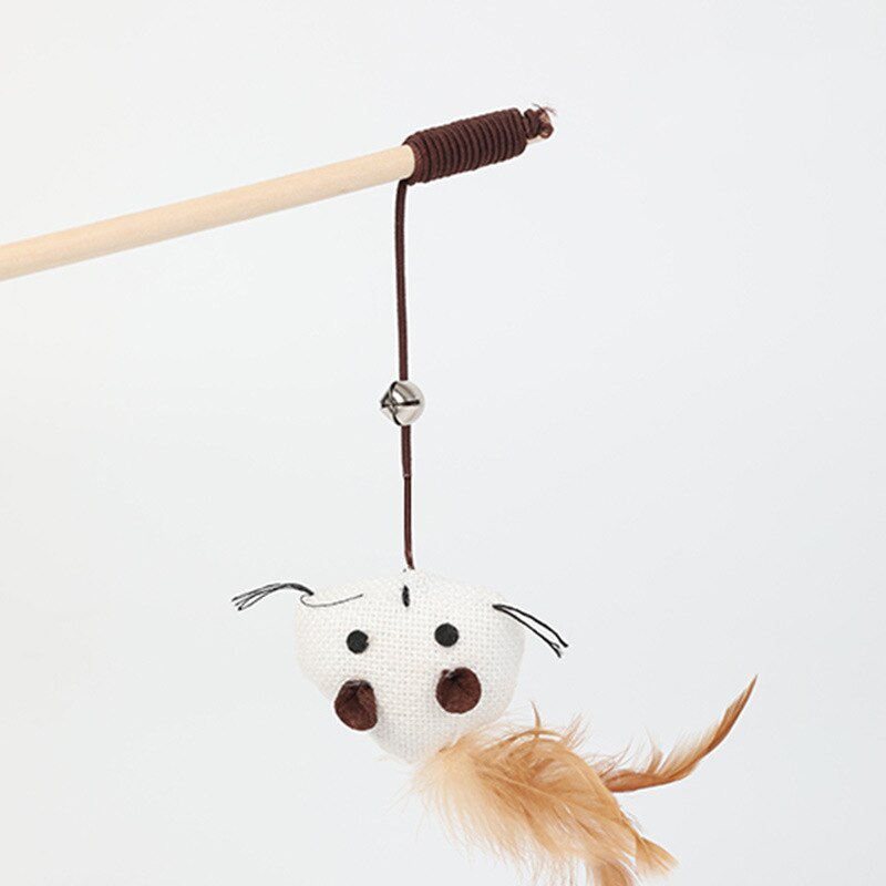 Gato juguetes de cuerda de cáñamo gatito palillo interactivo gato pesca juego varita pluma juguete para mascotas accesorios para gatos Mini