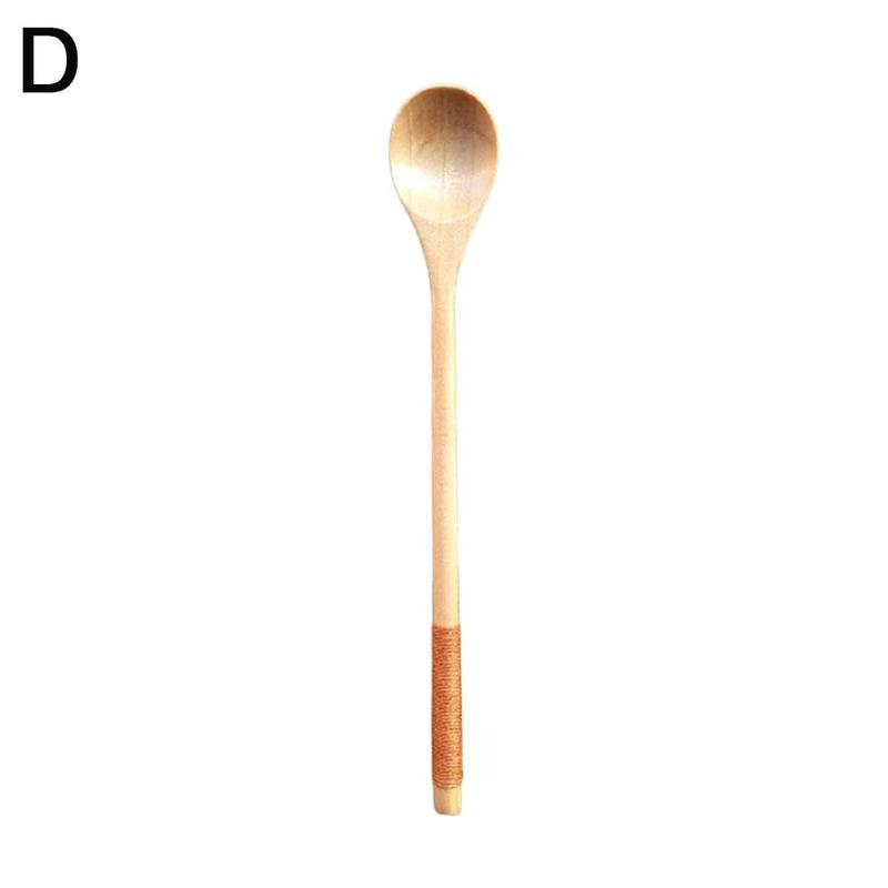 Japanese Style Wooden Soup Spoon With Long Straight Handle And Wide Mouth Sauce Soup Spoon Suitable For Picnic And Easy To Carry: D