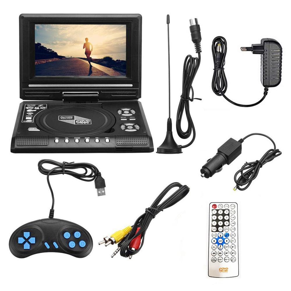 Lecteur DVD Portable HD TV 7.8 pouces, écran LCD rotatif 16:9, lecteur DVD VCD CD MP3 cartes USB RCA TV Portable