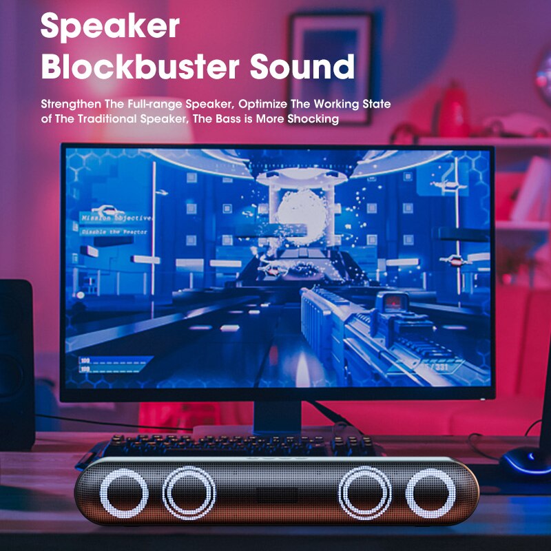 Computer Speakers 6D Stereo Surround Soundbar Bluetooth Speaker for PC Laptop Notebook Home Theater Full Range Loudspeakers