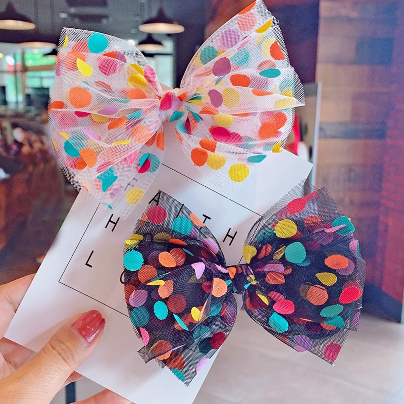 Laço grande bowknot princesa hairpin bebê menina moda bonito beleza grampo de cabelo criança garoto glitter dot barrette headwear
