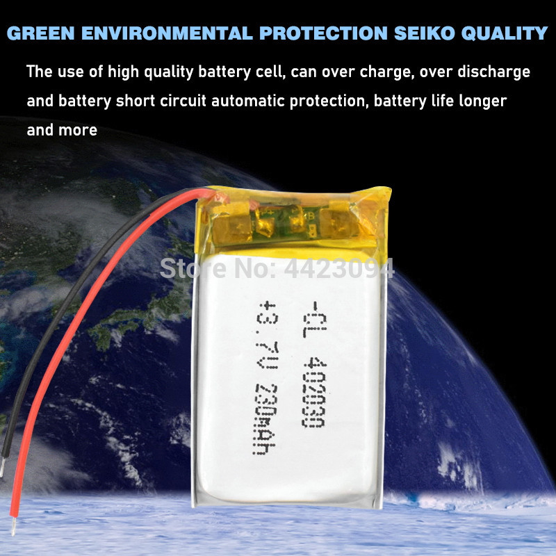 402030 3.7v 230mAh li-ion Lipo cellules Lithium li-po polymère batterie Rechargeable pour Bluetooth GPS MP3 MP4 enregistreur