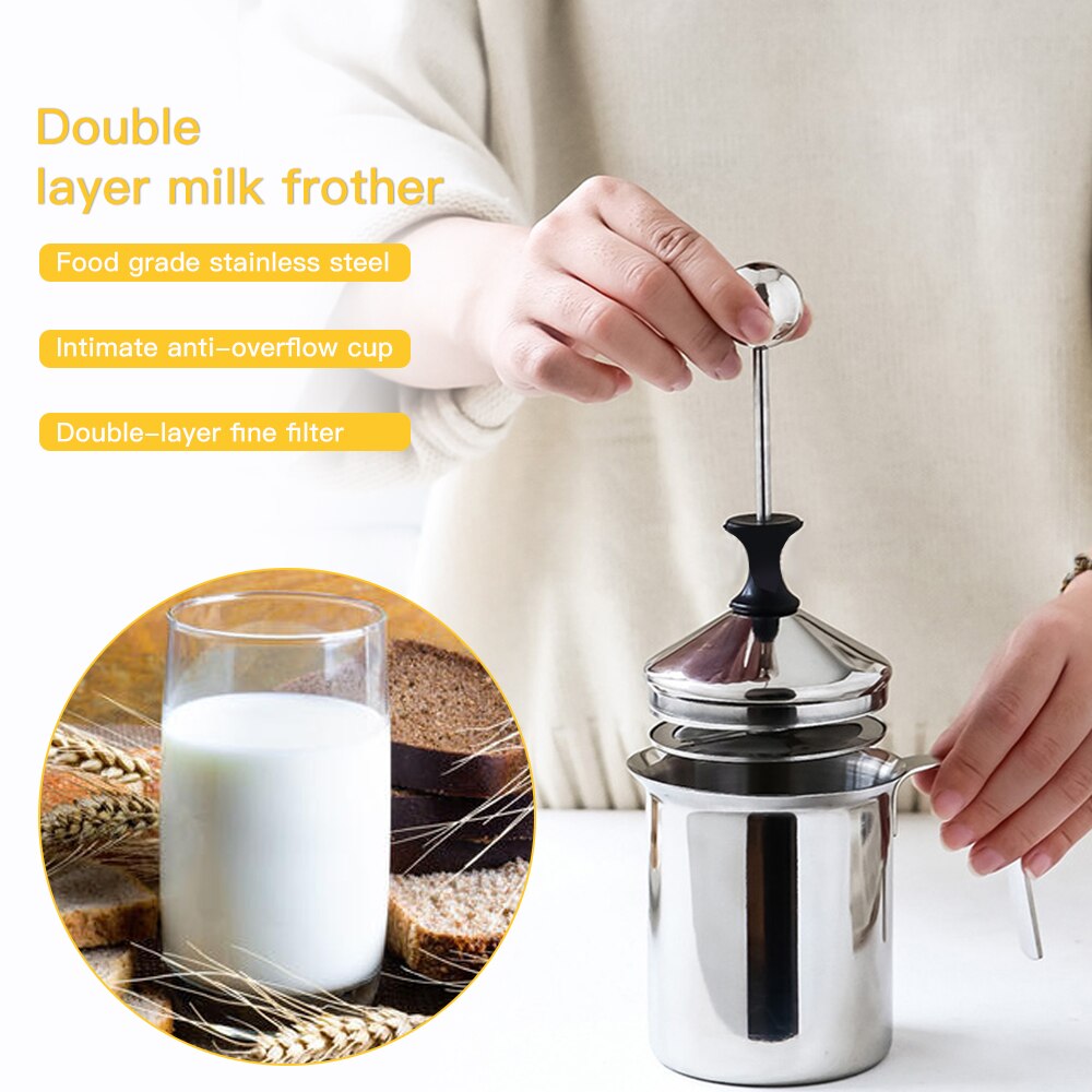 304 Stainless Steel Hand Pump Milk Frother & Creamer Stainless steel hand frother 400/800ml