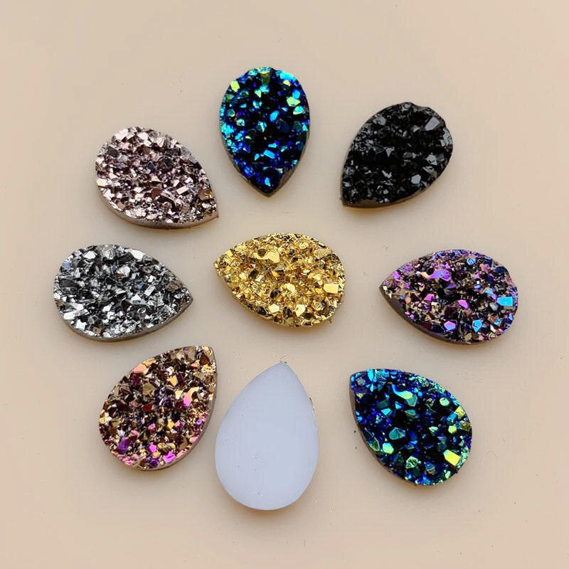 Diy 50 Stuks 9*13Mm Glitters Ab Kleuren Minerale Oppervlak Resin Plaksteen Cabochon Diy Bruiloft Decoratie ambachten-A57: A57A