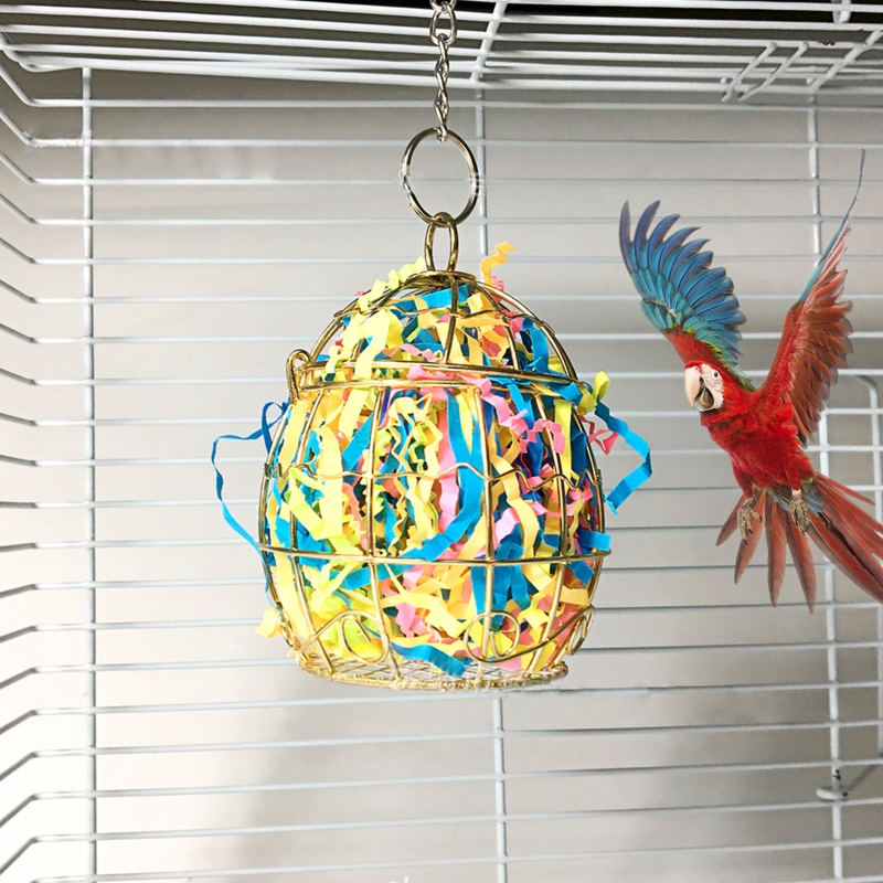 Vogel Schredder Spielzeug Edelstahl KäFeige Einzug Papier Nahrungssuche Papagei Gemüse Hirse Korb Container Nymphensittich Conure