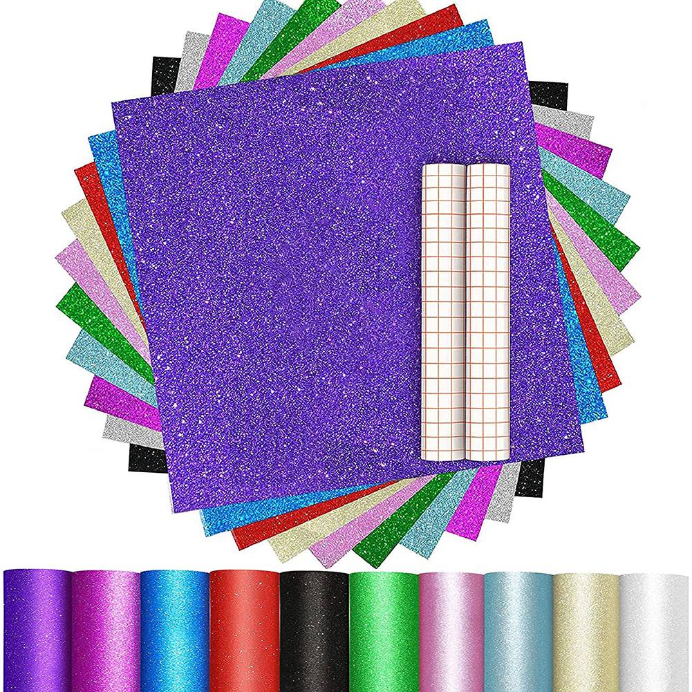 Adhesive Vinyl Pack 12 Sheets(10 Diverse Kleur Vinyls &amp; 2 Transfers) Voor Ambachten, Tekenen, plakboek, Belettering