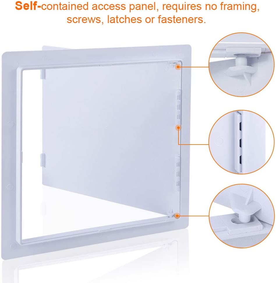 Plastic Access Panel for Drywall Ceiling Multi-size Reinforced Plumbing Wall Access Doors Removable Hinged White