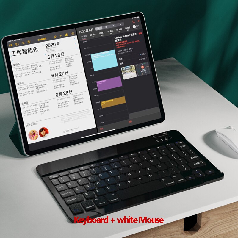 Klawiatura i mysz Bluetooth uniwersalna klawiatura telefonu dla ipada Samsung tabela bezprzewodowa klawiatura myszy akumulator Ultra cienki: one set black