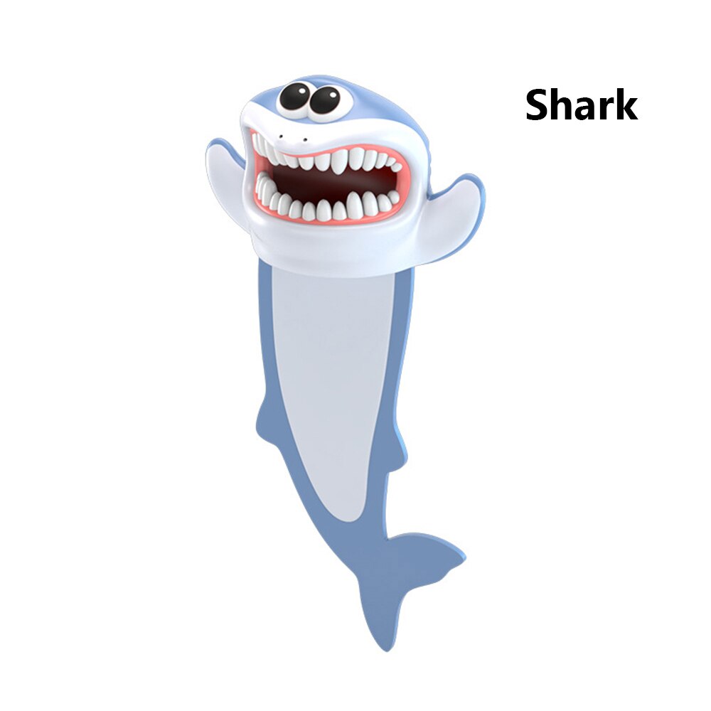 Marcapáginas de lectura de estilo Animal de dibujos animados en 3D, marcadores divertidos de PVC, suministros de papelería escolar, marcapáginas de para niños: shark
