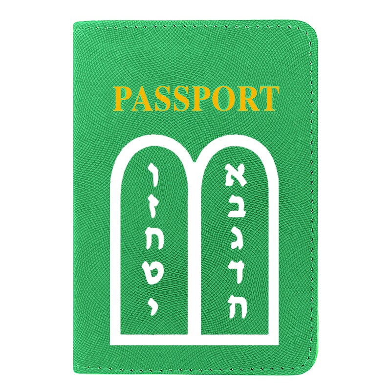 Vintage Ten Commandments Pattern Printing Women Men Passport Cover Leather Travel ID Credit Card Holder Purse: BZ894-Green