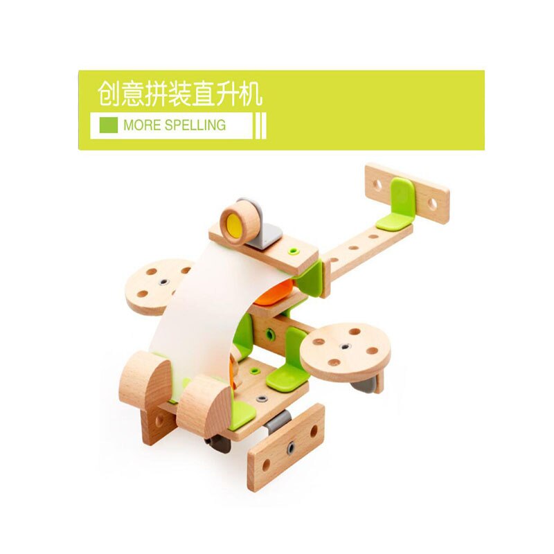 Stijl Assembleren Helikopter Assembleren Houten Noten Schroef DIY Blok Kinderen Leren & Onderwijs Speelgoed