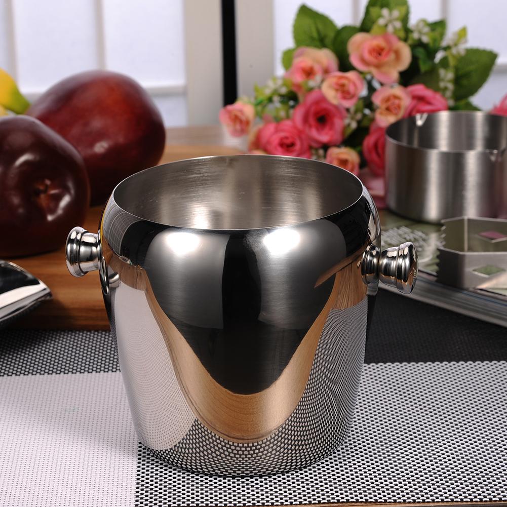 1L Stainless Steel Ice Bucket Bar Red Wine Ice Barrel Beer Keg With Lid Handle For Wine Champagne Bar KTVs