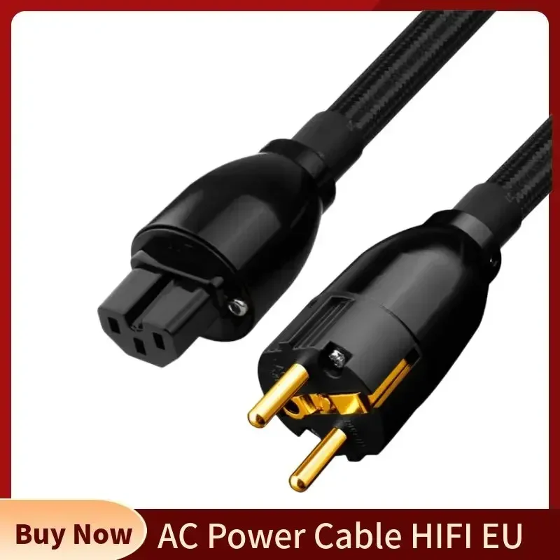 Hifi Eu Schuko Kabels Upgrade AC Voedingskabel Zuurstofvrije Koperen Connector Stekker 0.5M 1M 1.5M 2M 3M 5M Zwart