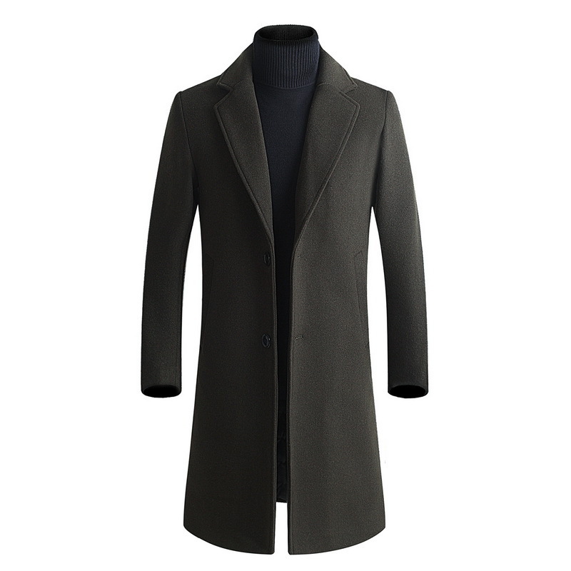 BOLUBAO Men Thickening Wool Coat Winter Mens Slim Fit Warm Outerwear Men's Casual Wool Coats: Army Green / XXXL
