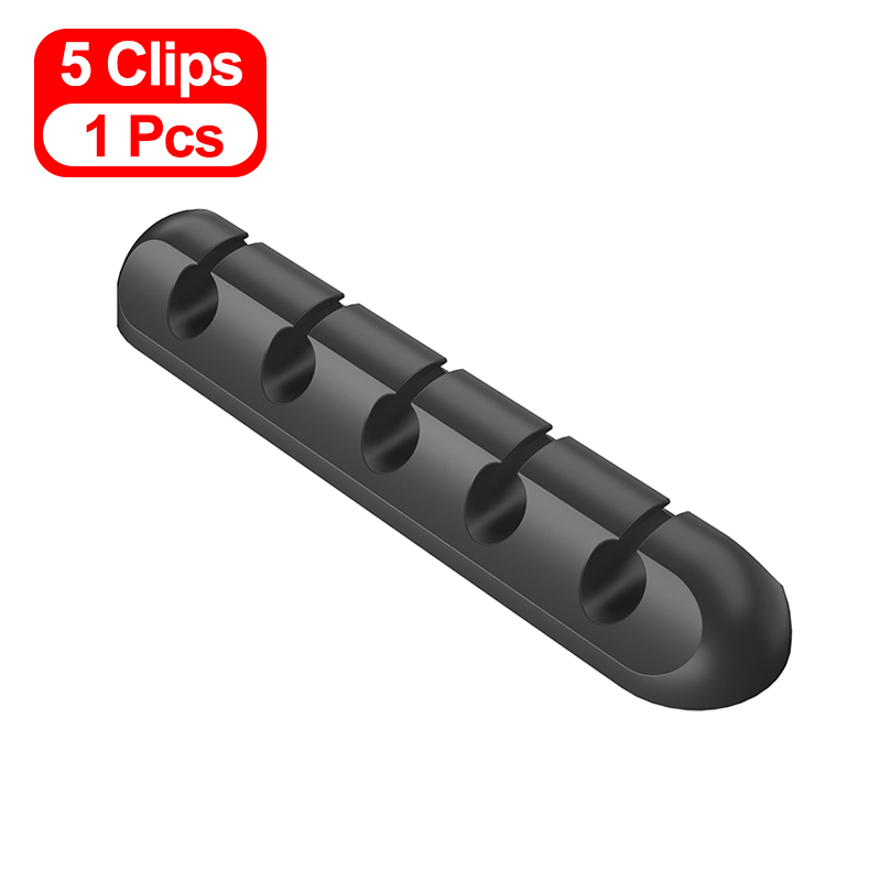 Essager Cables Organizer Wire Holder Clip For Desktop Management Mouse Earphone Cable Winder Protector Mobile Phone Holders: Czerwony