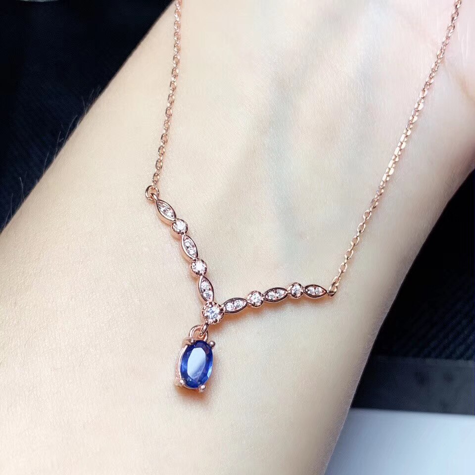 KJJEAXCMY boutique jewelry 925 sterling silver inlaid Natural sapphire Women's pendant necklace supports detection popular