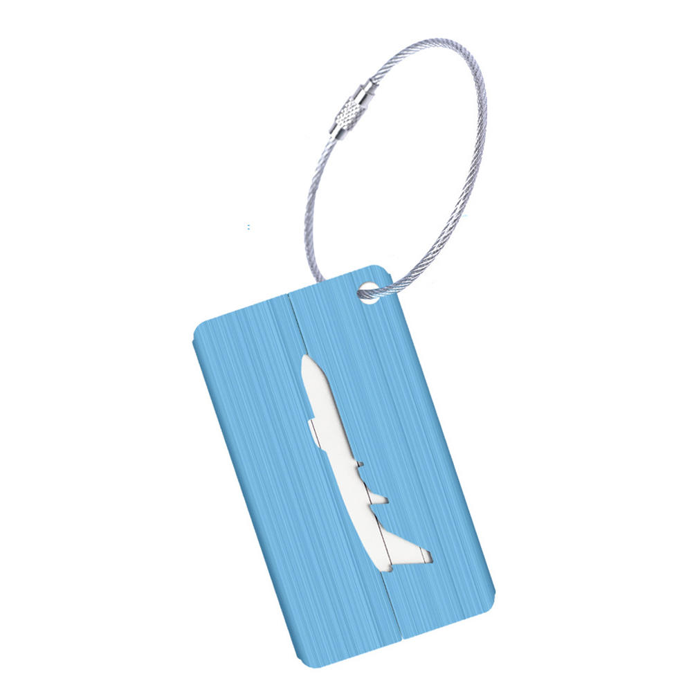 Draagbare Bagage Tags Aluminium Tag Koffer Id Naam Adres Houder Vliegtuig Bagage Boarding Label Kaart Reizen Accessoires: Blue