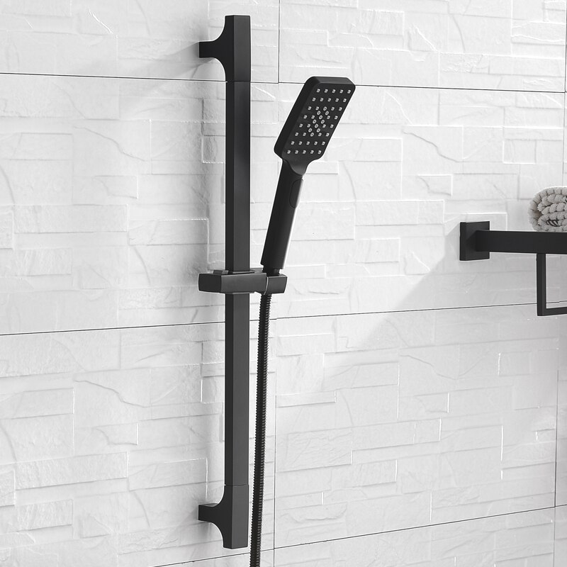 Zwart Douche Sliding Bar Wall Mounted Douche Bar Verstelbare Sliding Rail Set 3 Functie Douche Minimalistische Stijl